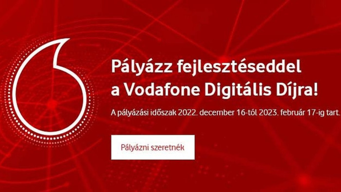 Ismét lehet pályázni a Vodafone Digitális Díjra