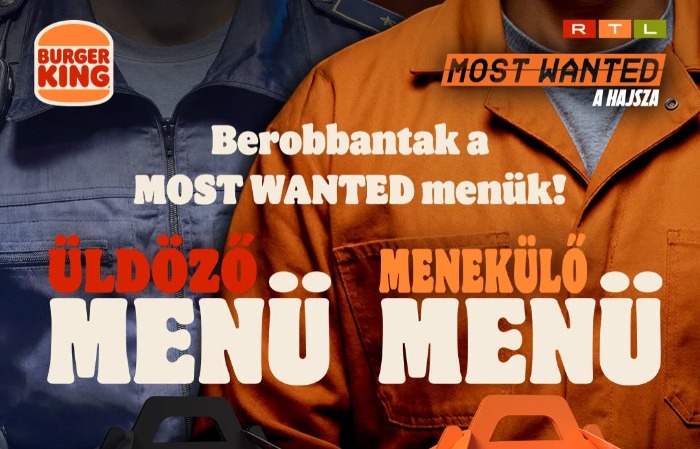 Most Wanted menekülős és üldözős menük: A Burger King együttműködésre lép az RTL-lel