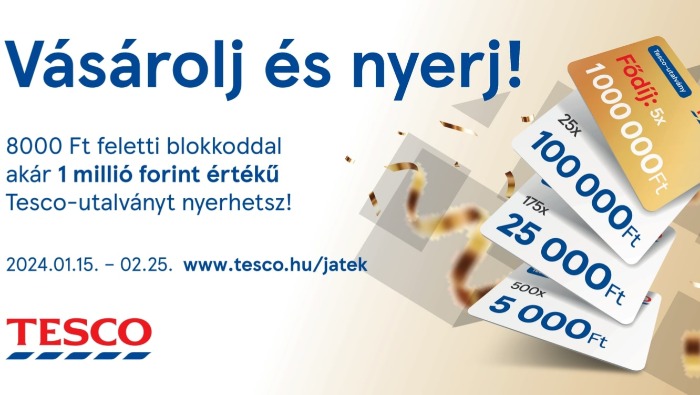 Több mint 60 millió forint értékben vásárolhatnak be a Tesco nyertesei